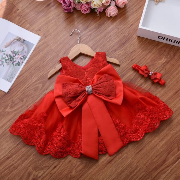 Vestido de fiesta rojo niña pequeña - Imagen 2