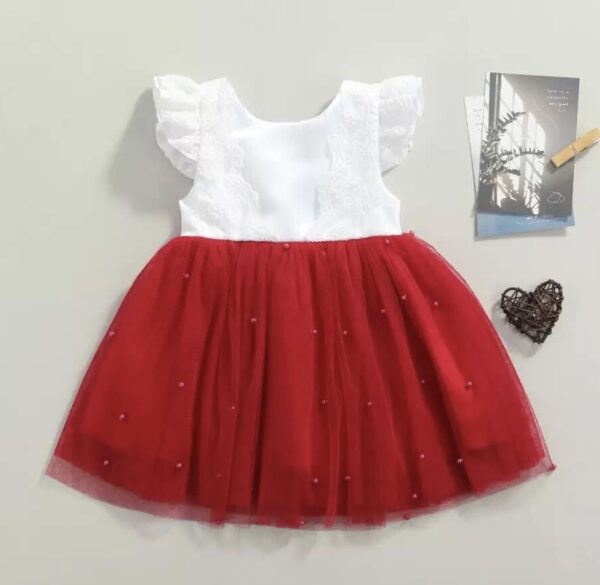 Vestido de fiesta blanco con rojo